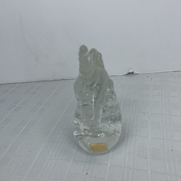 T GLASS UNICORN Heavy Duty Paper Weight W/ Controlled Bubbles - Picture 2 of 7